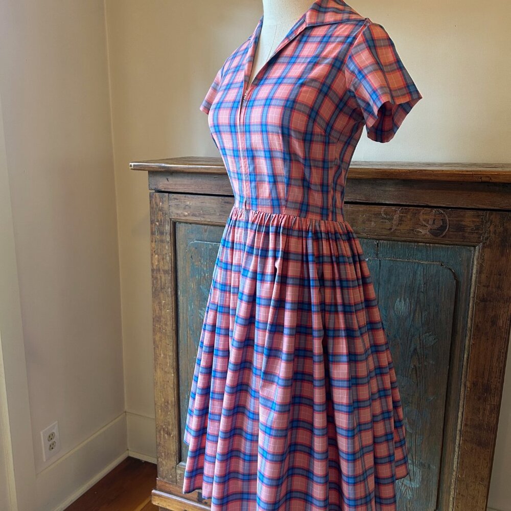 Bernie Dexter Pink and Blue Plaid Francis Dress - Picture 4 of 10